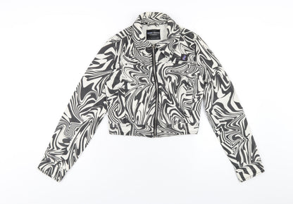 Bershka Womens Black Geometric Jacket Size XS Zip