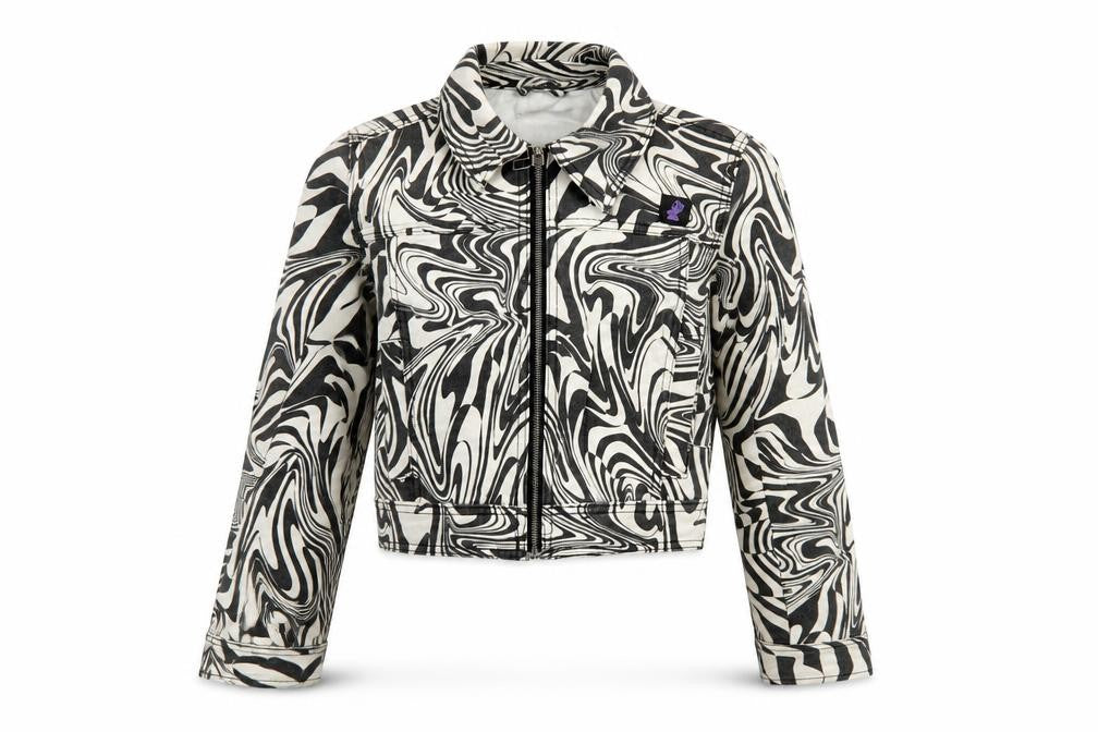 Bershka Womens Black Geometric Jacket Size XS Zip