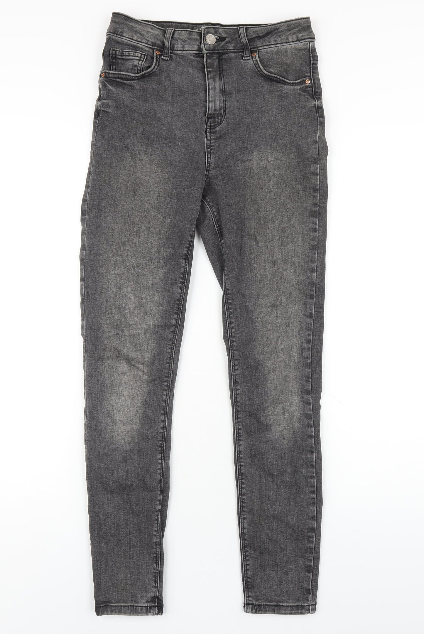 Denim & Co. Womens Grey Cotton Skinny Jeans Size 10 L28 in Regular Zip