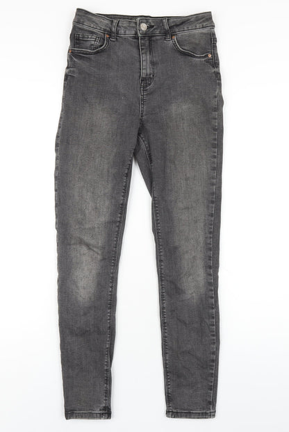 Denim & Co. Womens Grey Cotton Skinny Jeans Size 10 L28 in Regular Zip