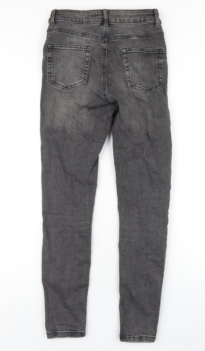 Denim & Co. Womens Grey Cotton Skinny Jeans Size 10 L28 in Regular Zip