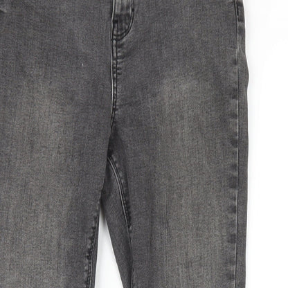 Denim & Co. Womens Grey Cotton Skinny Jeans Size 10 L28 in Regular Zip