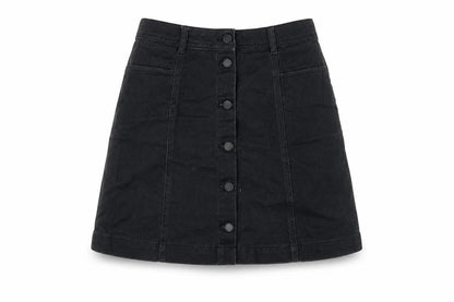 H&M Womens Black Cotton A-Line Skirt Size 8 Button