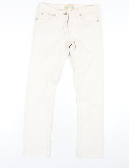 Drainpipe Womens Ivory Cotton Straight Jeans Size 10 L29 in Regular Zip