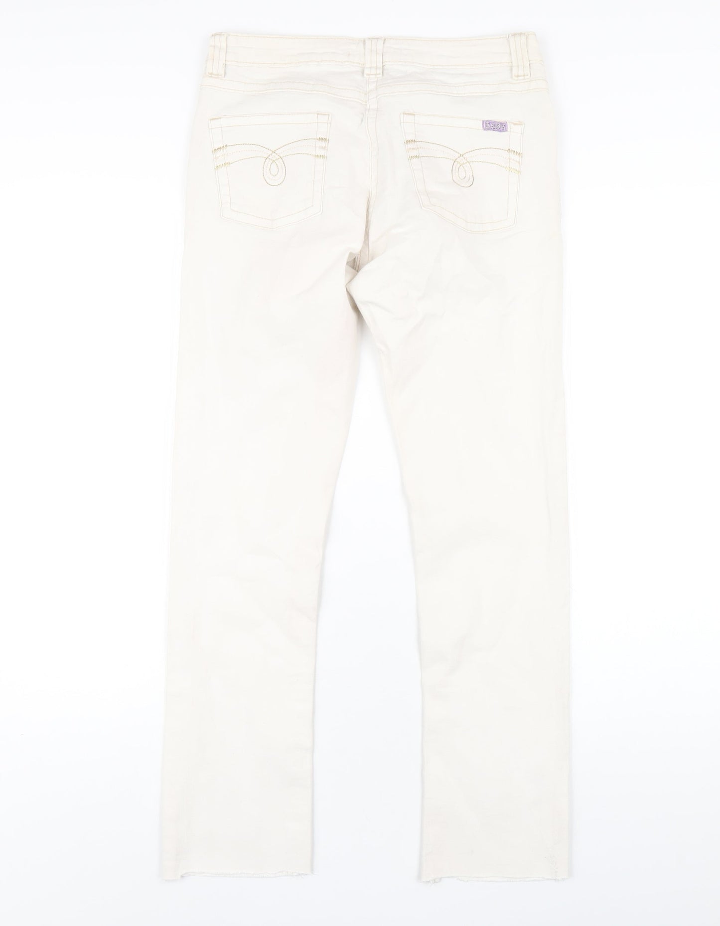 Drainpipe Womens Ivory Cotton Straight Jeans Size 10 L29 in Regular Zip