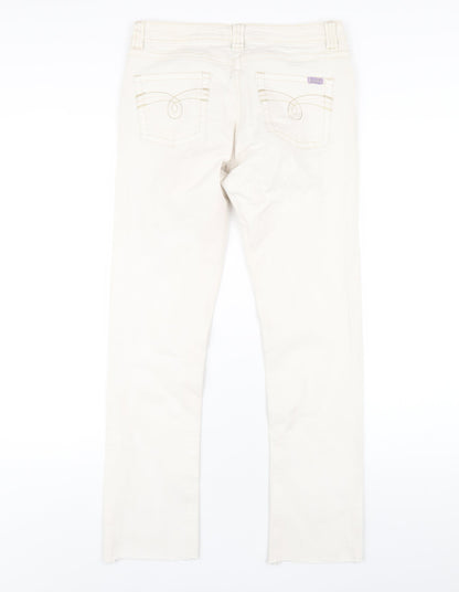 Drainpipe Womens Ivory Cotton Straight Jeans Size 10 L29 in Regular Zip