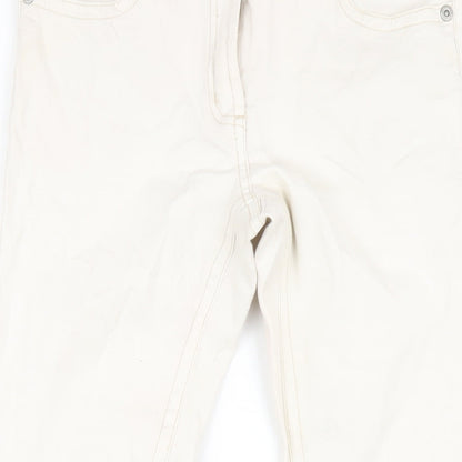 Drainpipe Womens Ivory Cotton Straight Jeans Size 10 L29 in Regular Zip