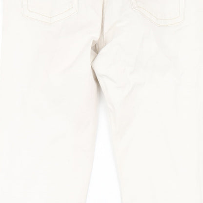 Drainpipe Womens Ivory Cotton Straight Jeans Size 10 L29 in Regular Zip
