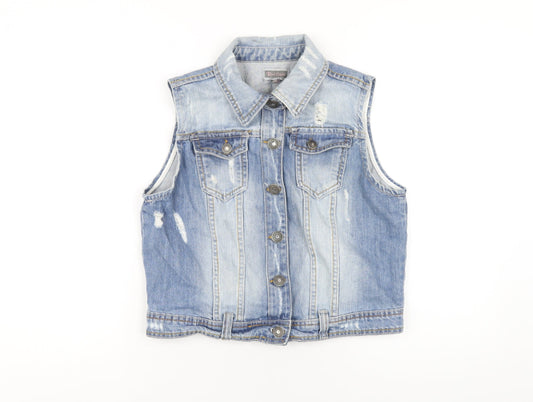 Red Chilli Womens Blue Jacket Waistcoat Size 12 Button