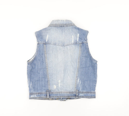 Red Chilli Womens Blue Jacket Waistcoat Size 12 Button