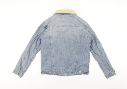 Topshop Womens Blue Jacket Size 10 Snap