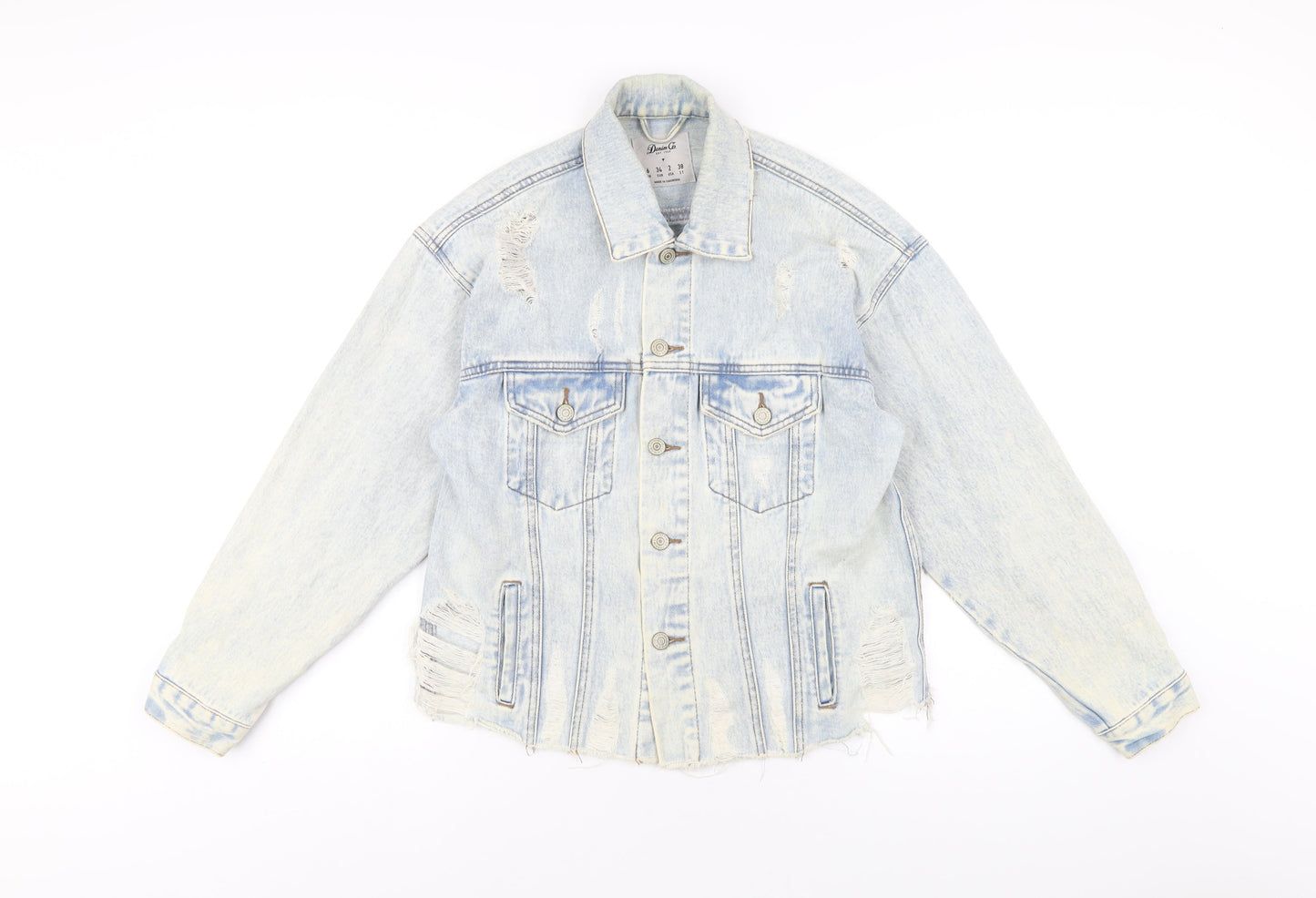 Denim & Co. Womens Blue Jacket Size 6 Button