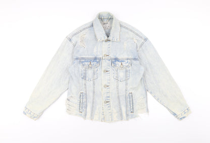 Denim & Co. Womens Blue Jacket Size 6 Button