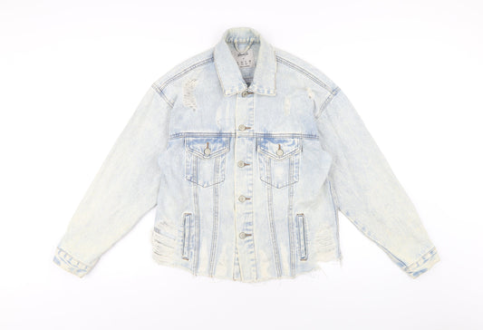 Denim & Co. Womens Blue Jacket Size 6 Button