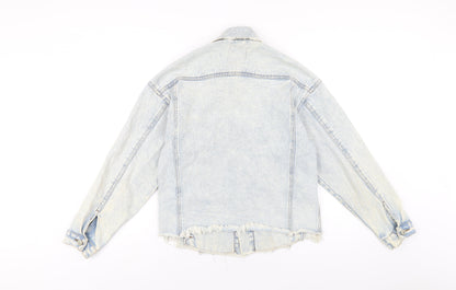 Denim & Co. Womens Blue Jacket Size 6 Button