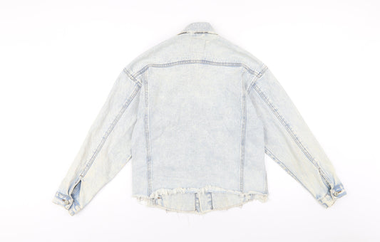 Denim & Co. Womens Blue Jacket Size 6 Button