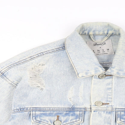Denim & Co. Womens Blue Jacket Size 6 Button