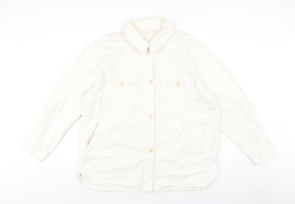 H&M Mens Ivory Cotton Button-Up Size M Collared Button