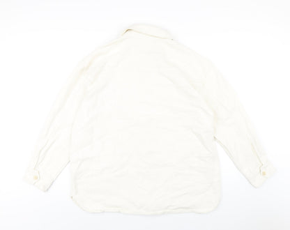 H&M Mens Ivory Cotton Button-Up Size M Collared Button