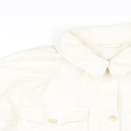 H&M Mens Ivory Cotton Button-Up Size M Collared Button