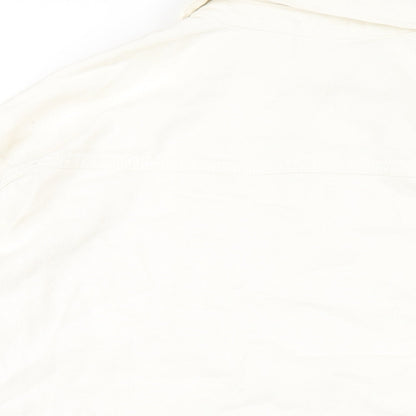 H&M Mens Ivory Cotton Button-Up Size M Collared Button