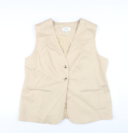 Marks and Spencer Womens Beige Polyester Jacket Suit Waistcoat Size 20