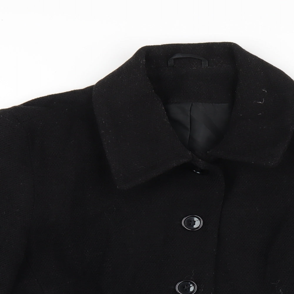 Womens UK Size 14 Dorothy Perkins Black Pea Coat