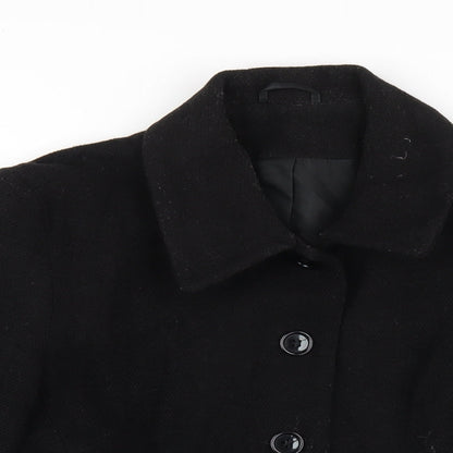 Womens UK Size 14 Dorothy Perkins Black Pea Coat