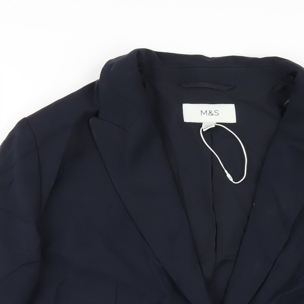 Marks and Spencer Womens Blue Vinyl Jacket Blazer Size 16