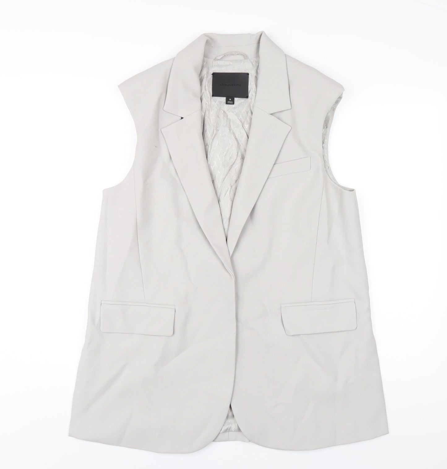 Autograph Womens Grey Jacket Blazer Size 14 Button