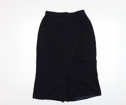 Miss Smith Womens Blue Wool A-Line Skirt Size 14 Zip