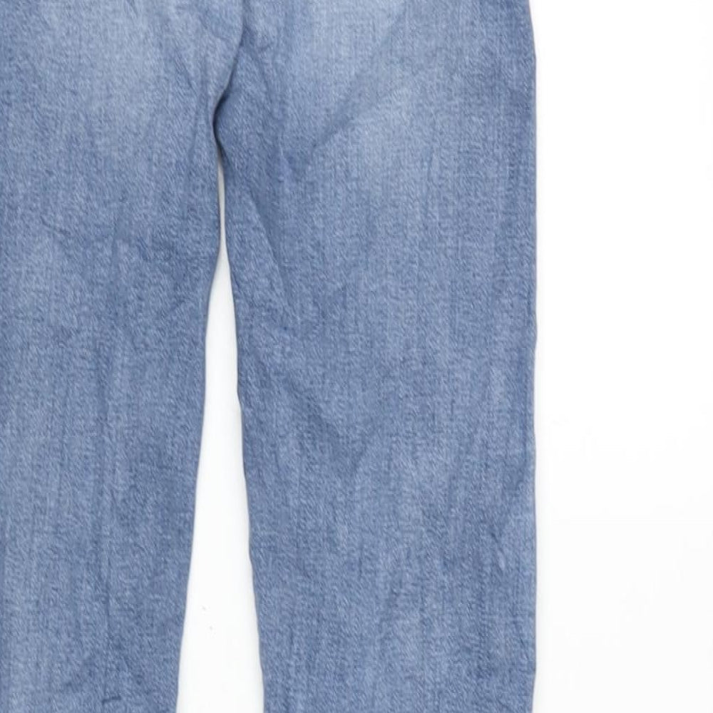 TU Girls Blue Cotton Tapered Jeans Size 14 Years L29 in Regular Zip - Distressed