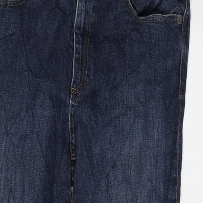 Gap 1969 Womens Blue Cotton Blend Straight Jeans Size 34 in L28.5 in Regular Zip
