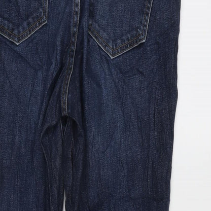 Gap 1969 Womens Blue Cotton Blend Straight Jeans Size 34 in L28.5 in Regular Zip