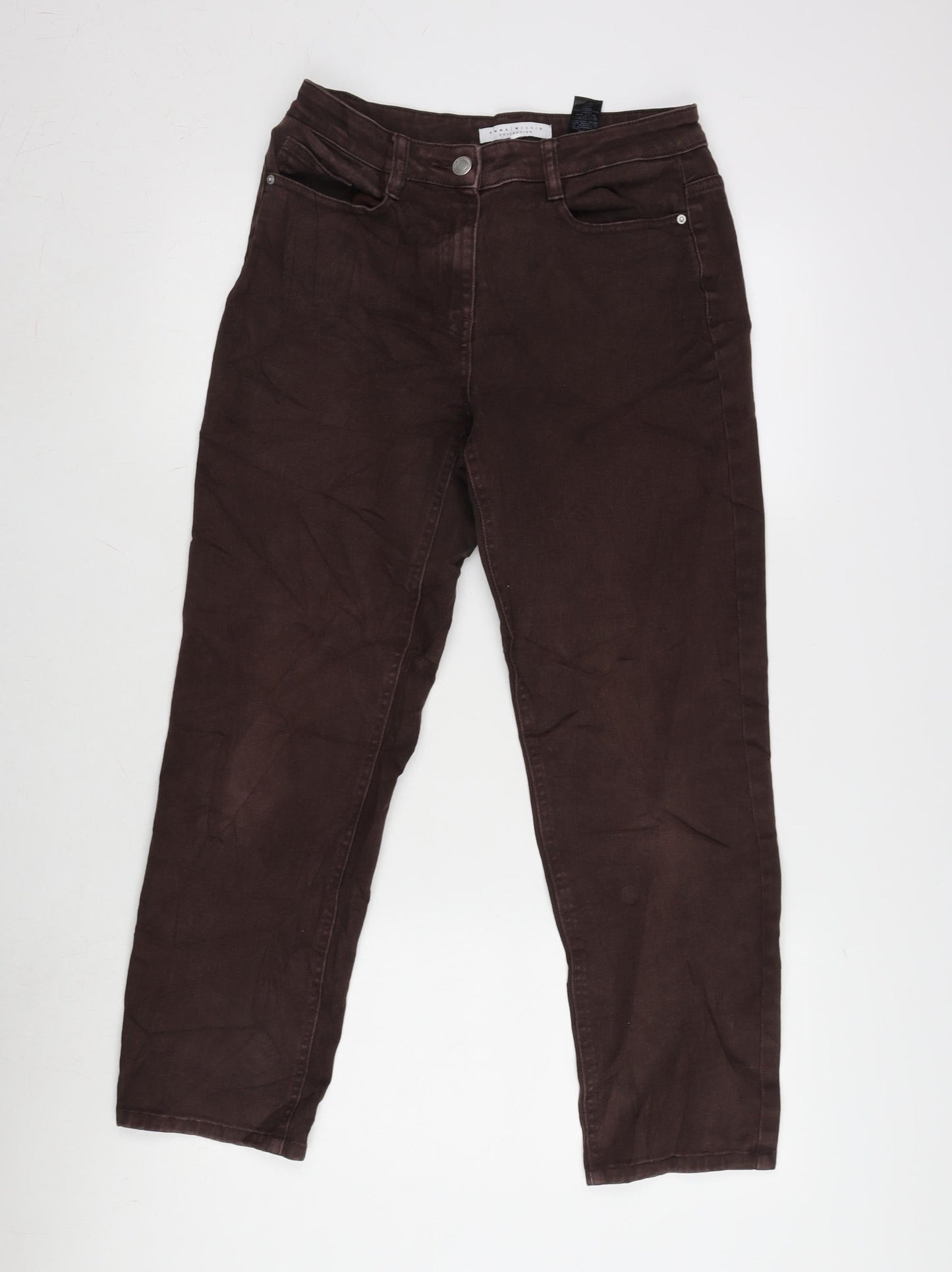 NEXT Womens Brown Cotton Blend Straight Jeans Size 6 L26 in Regular Zip - Emma Willis.