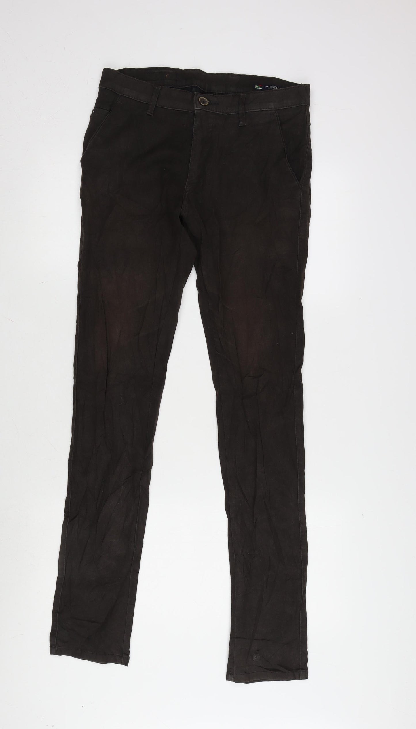 Leaves Plus Mens Brown Cotton Blend Straight Jeans Size 30 in L32 in Regular Zip