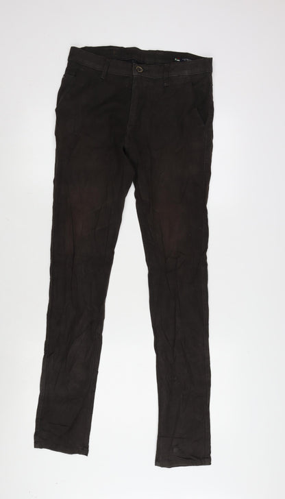 Leaves Plus Mens Brown Cotton Blend Straight Jeans Size 30 in L32 in Regular Zip