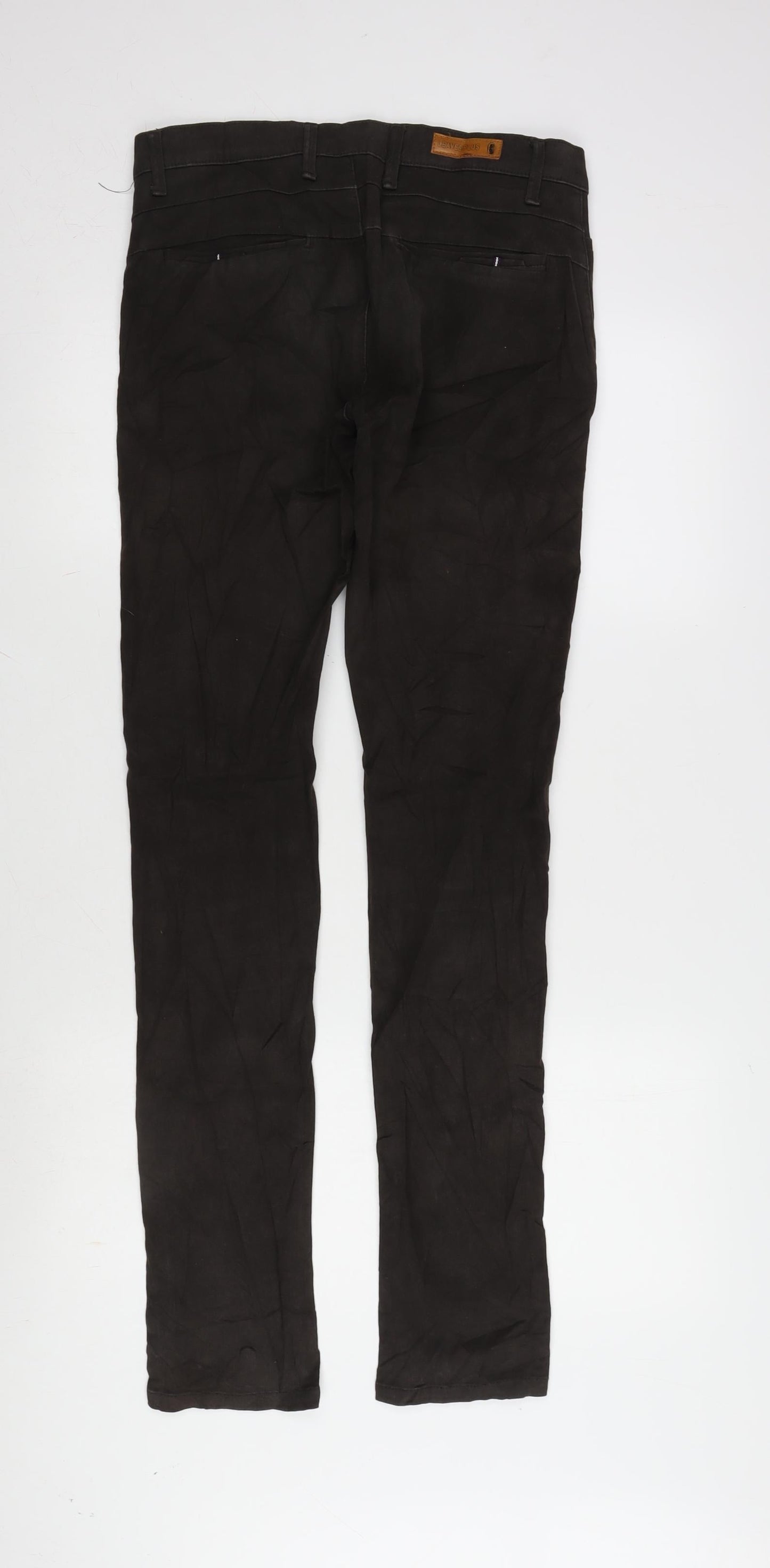 Leaves Plus Mens Brown Cotton Blend Straight Jeans Size 30 in L32 in Regular Zip