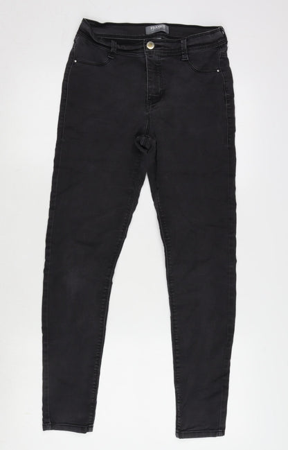 Dorothy Perkins Womens Grey Cotton Blend Tapered Jeans Size 6 L27 in Regular Zip