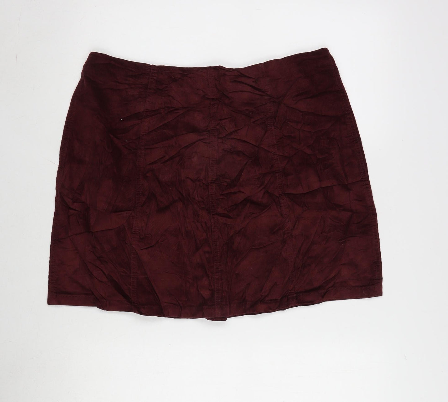 Matalan Womens Red Cotton A-Line Skirt Size 14 Button