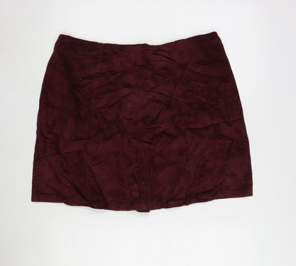 Matalan Womens Red Cotton A-Line Skirt Size 14 Button