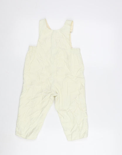 Mayorat Girls Ivory Cotton Dungaree One-Piece Size 24 Months Button