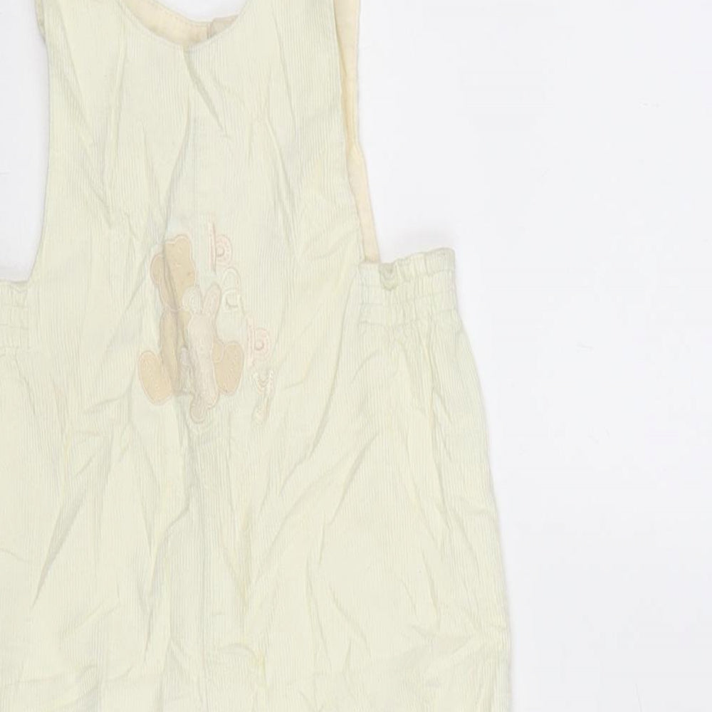 Mayorat Girls Ivory Cotton Dungaree One-Piece Size 24 Months Button