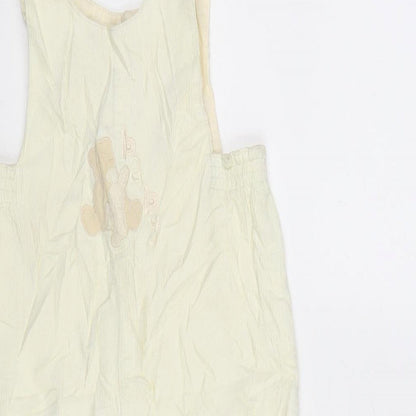 Mayorat Girls Ivory Cotton Dungaree One-Piece Size 24 Months Button