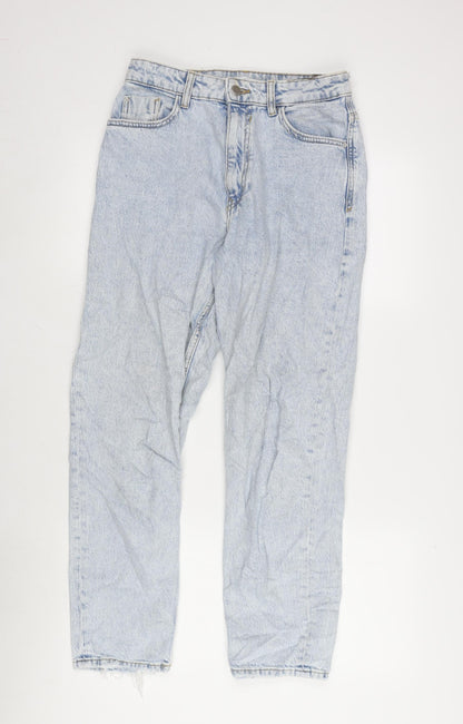 Zara Womens Blue Cotton Straight Jeans Size 38 in L26 in Regular Zip