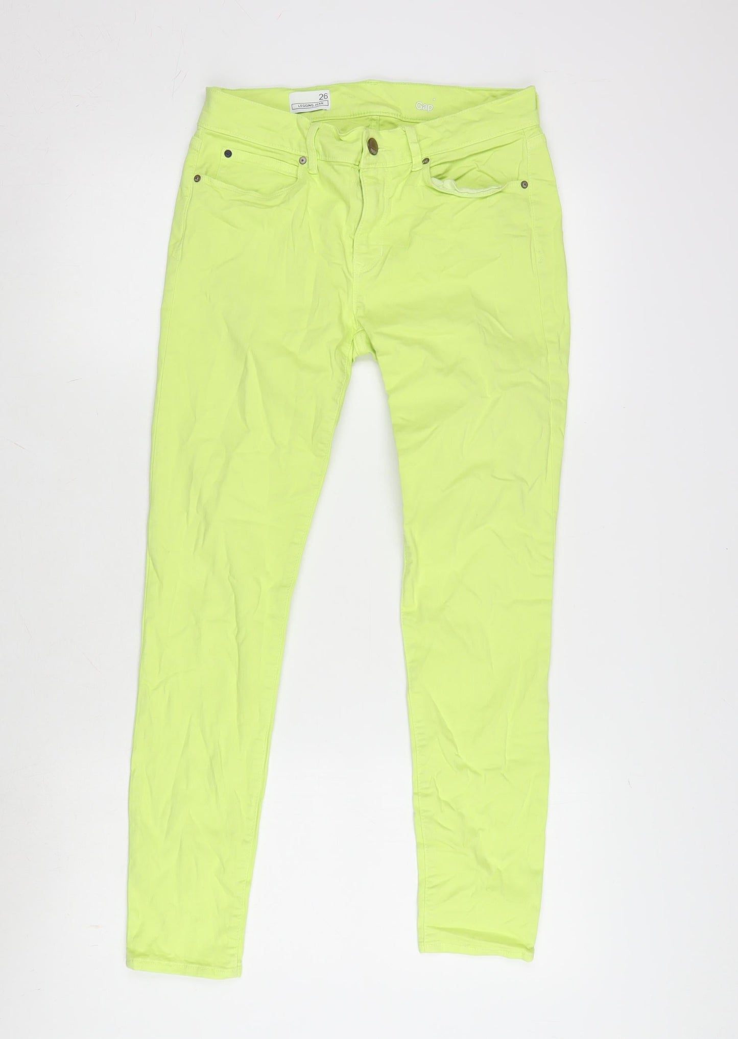 Gap Womens Yellow Cotton Blend Tapered Jeans Size 26 in L26.5 in Regular Zip