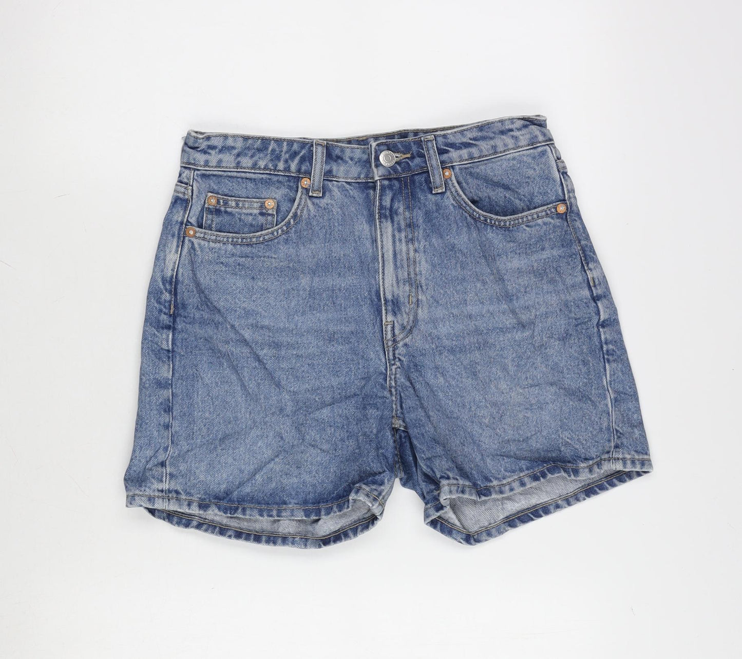 Weekday Womens Blue Cotton Bermuda Shorts Size 26 in Regular Zip