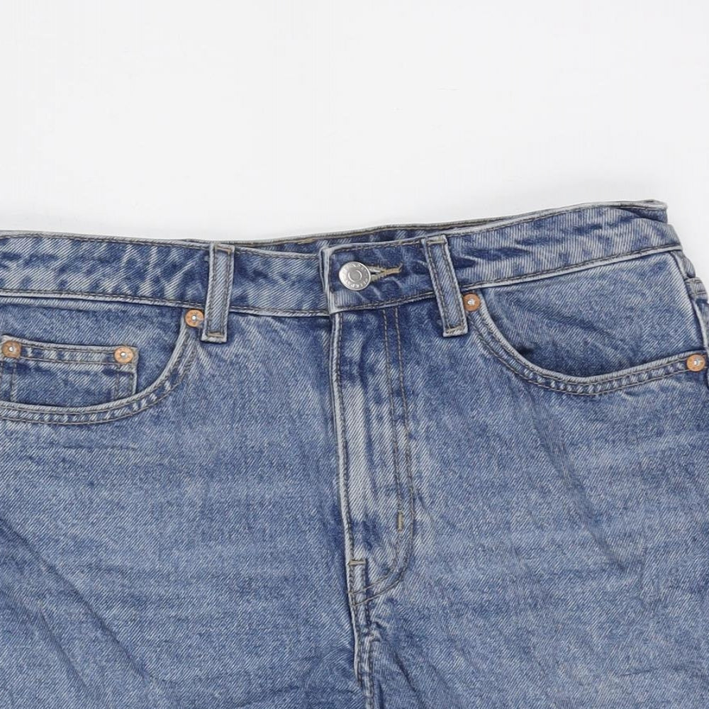 Weekday Womens Blue Cotton Bermuda Shorts Size 26 in Regular Zip