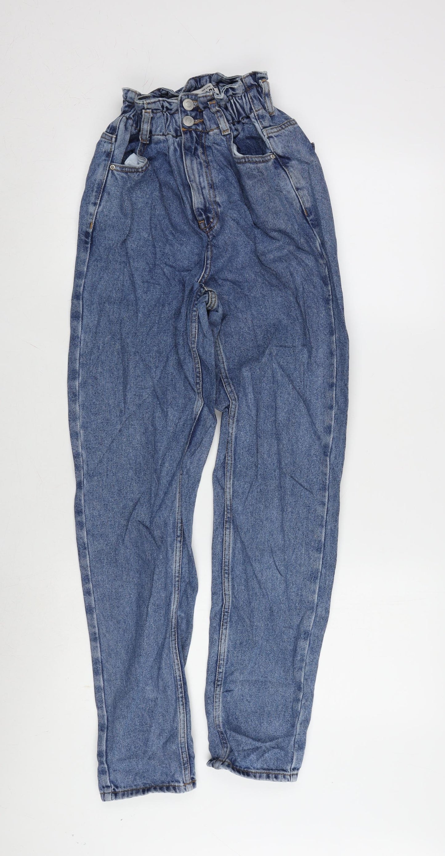 New Look Womens Blue Cotton Blend Straight Jeans Size 6 L28 in Regular Zip - Waisty 22 Inches.