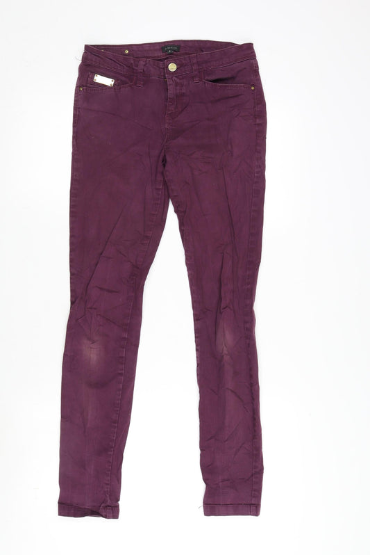 River Island Womens Purple Cotton Blend Tapered Jeans Size 8 L29 in Regular Zip